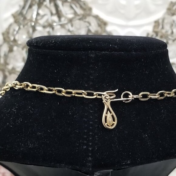 Vtg Coro Moonglow Rhinestone Thermoset Mother of Pearl Necklace Signed Citrine - Picture 2 of 4